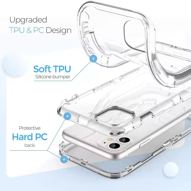 Funda transparente de alto impacto 360 para iPhone 15 Pro Max resistente al uso rudo