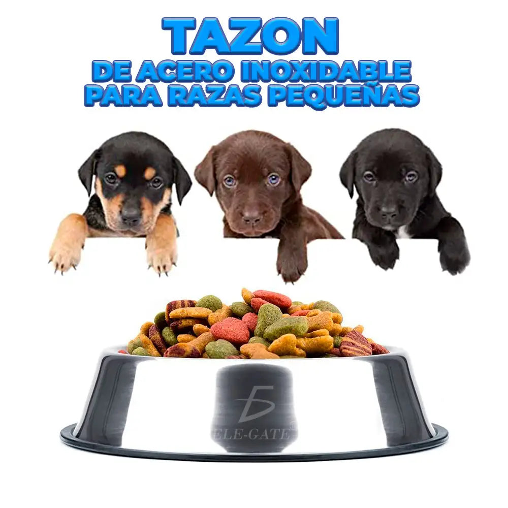 Platon para Mascotas de Acero Inoxidable Antideslizantes para Perros y Gatos Talla S