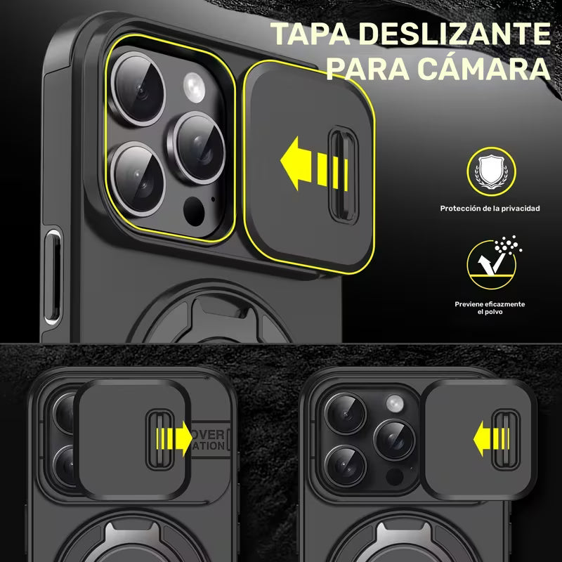Funda protectora para Iphone 14 Pro Max con soporte multifuncional con anillo magnético de metal giratorio de 360° resistente a prueba de golpes.