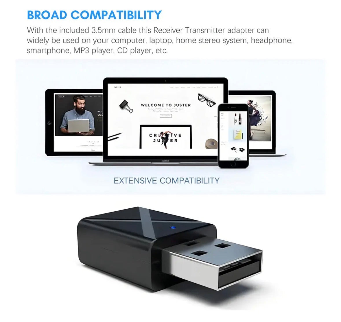 Adaptador USB Bluetooth 2 en 1 inalámbrico transmisor y receptor