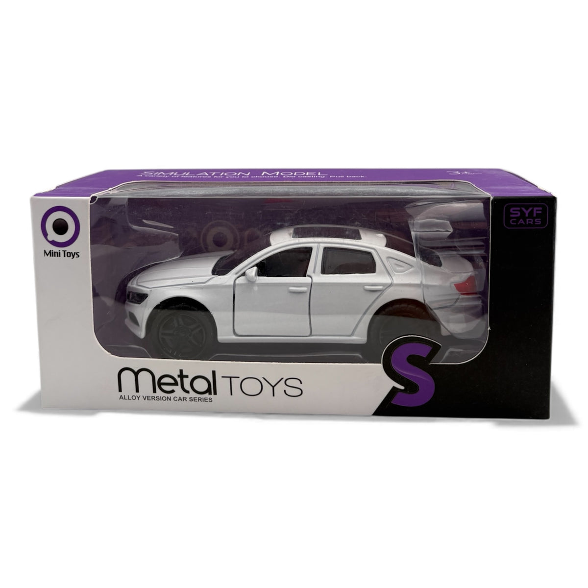 Coche de metal con puertas que se pueden abrir, estilo vintage