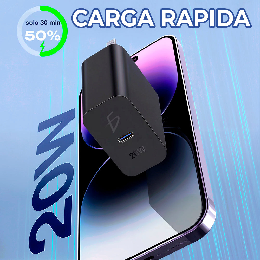 Cargador Tipo C 20 W con Carga Rápida y Protección Inteligente