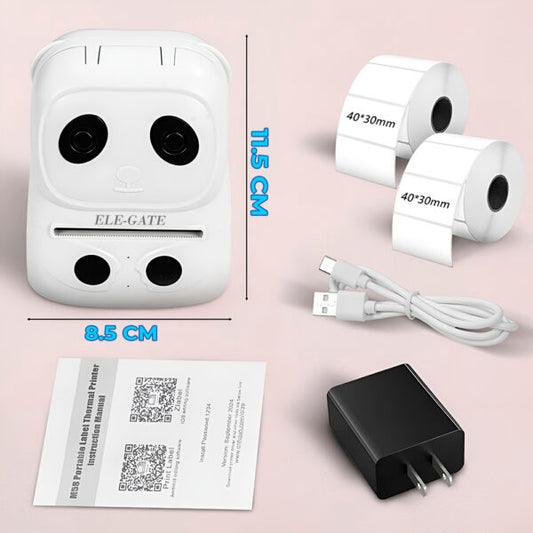 Mini Impresora de Etiquetas 58 mm Bluetooth Portátil Panda Blanca