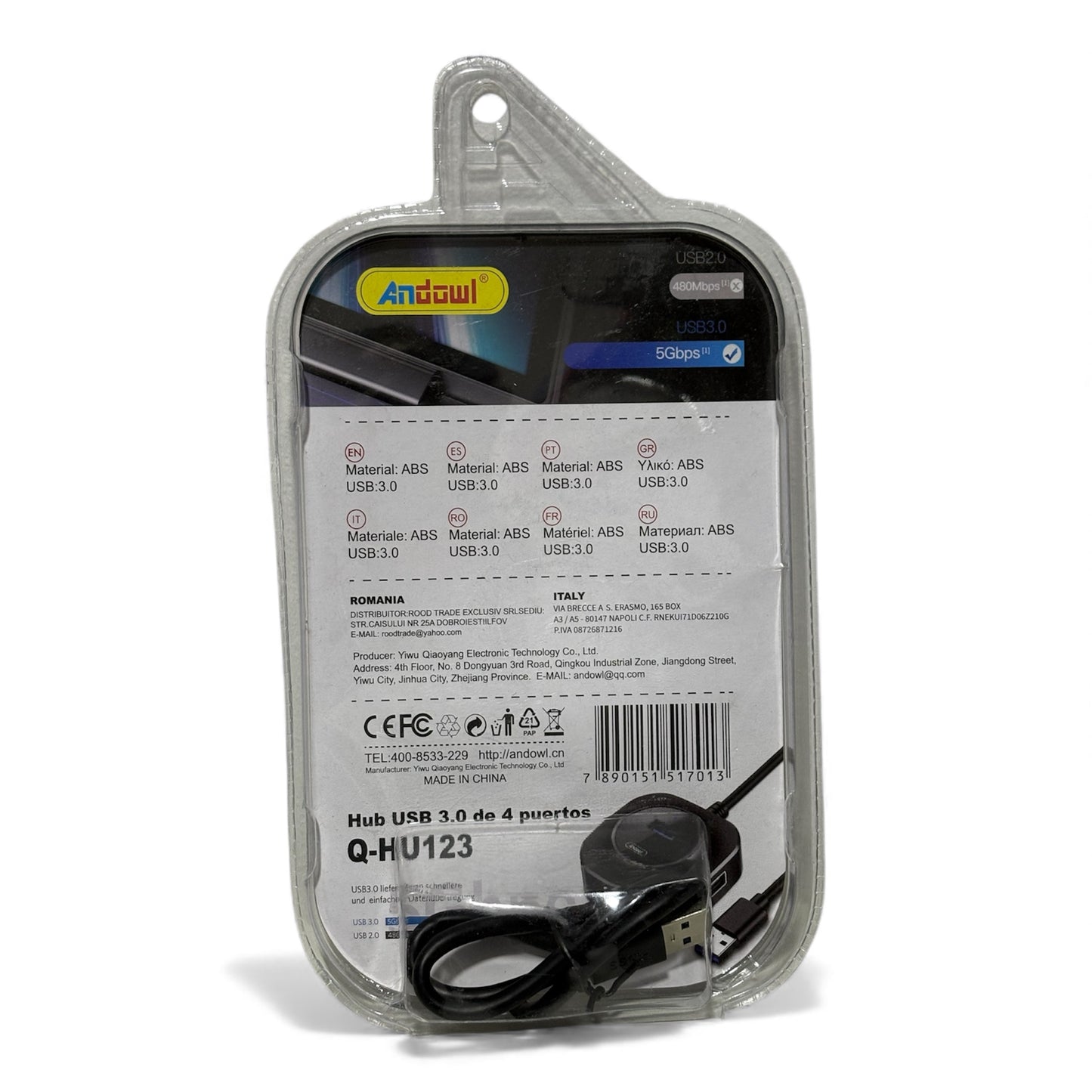 Extensor de concentrador USB 3,0 de 4 puertos, conectividad de datos de alta velocidad, carga rápida para caja de teléfono de escritorio, paquete incluido