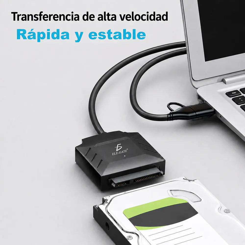 Adaptador USB 3.0 a SATA22 pines con Fuente de Alimentación 12V – Para HDD/SSD 2.5” y HDD 3.5”