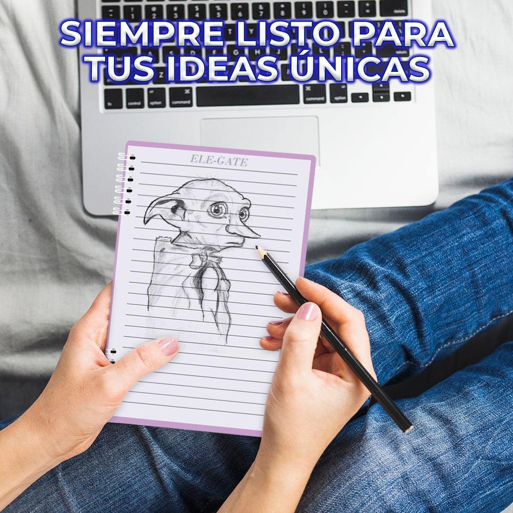 Cuaderno de 80 hojas rayadas con portada plastificada y espiral metálico