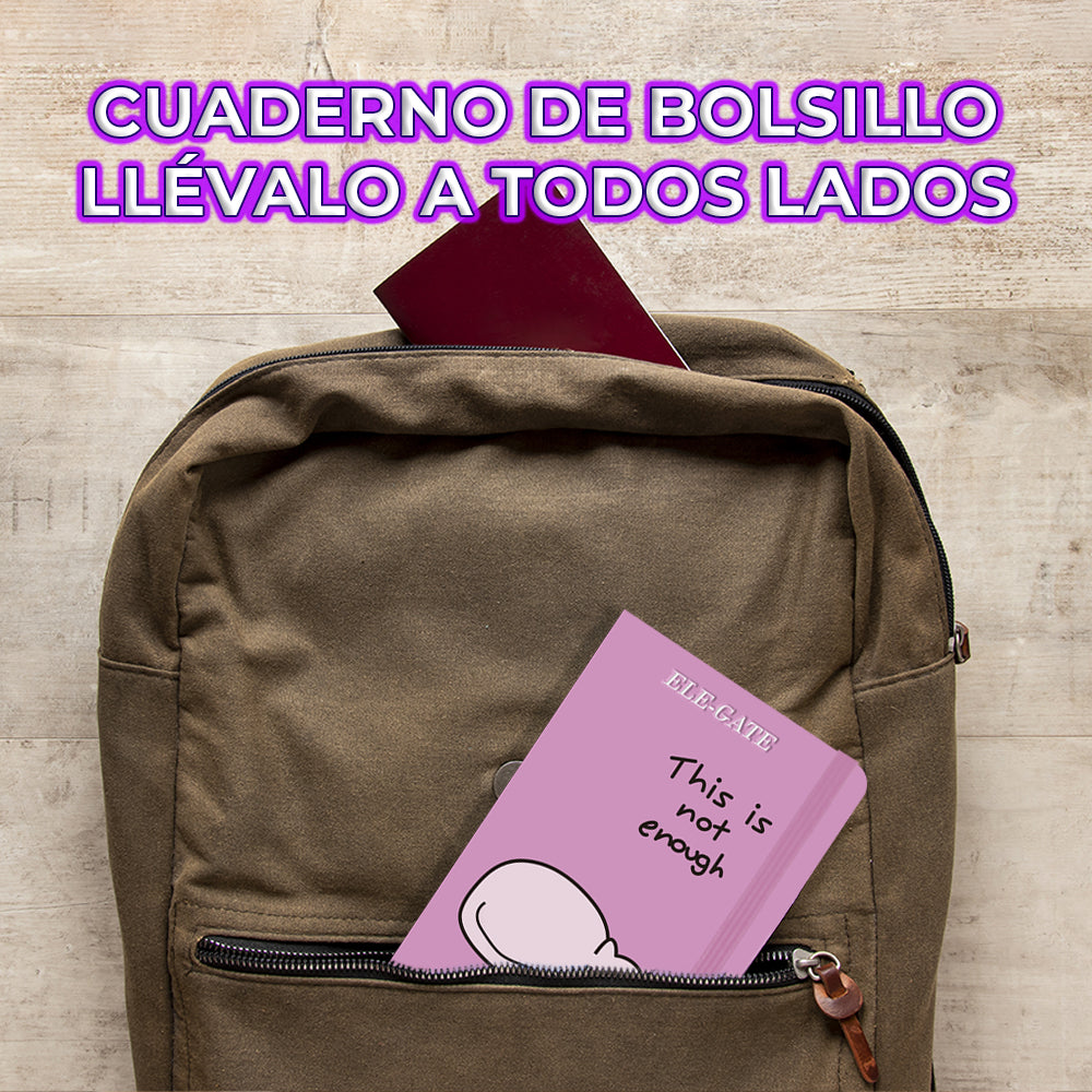 Cuaderno Rosa estilo kawaii compacto con 75 hojas rayadas