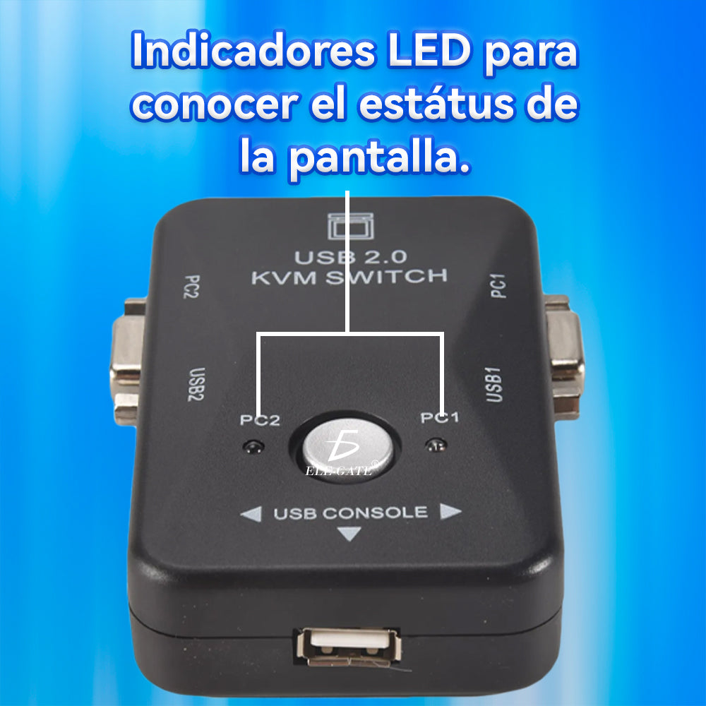 Switch KVM USB VGApara 2 Computadoras – Teclado, Mouse y Pantalla