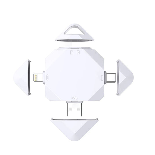Lector de Tarjetas SD y Micro SD 4 en 1 Cuadrado – USB / USB-C / Lightning