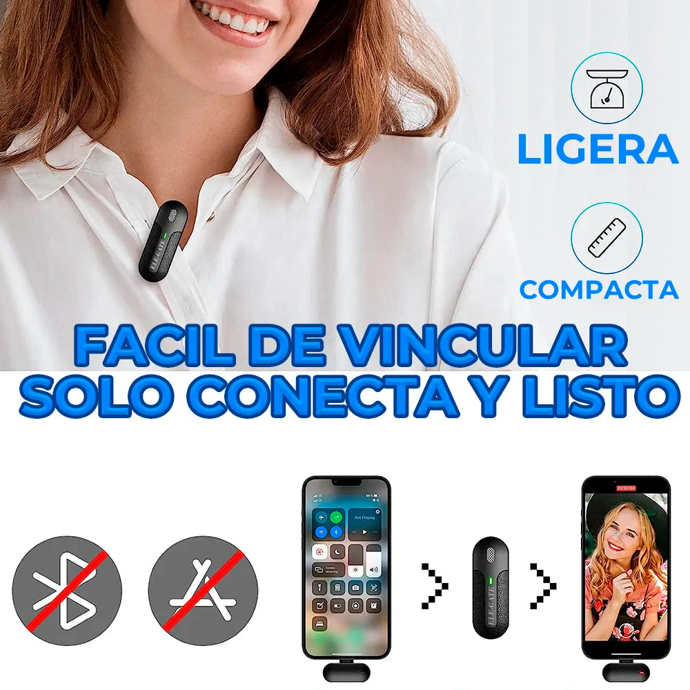 Micrófono Lavalier Inalámbrico Tipo C – Grabación de Audio Manos Libres