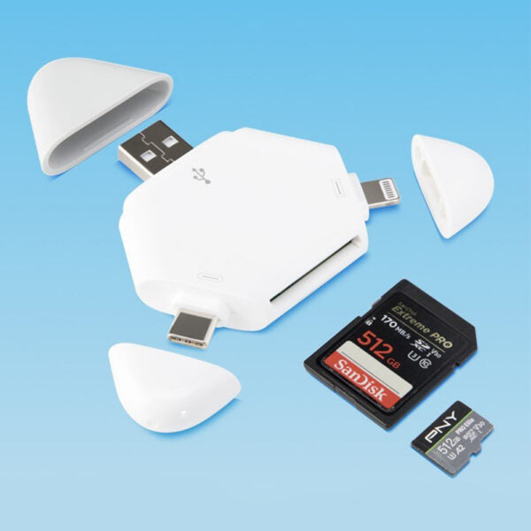 Lector de Tarjetas SD Triangular 3 en 1 – USB / USB-C / Lightning
