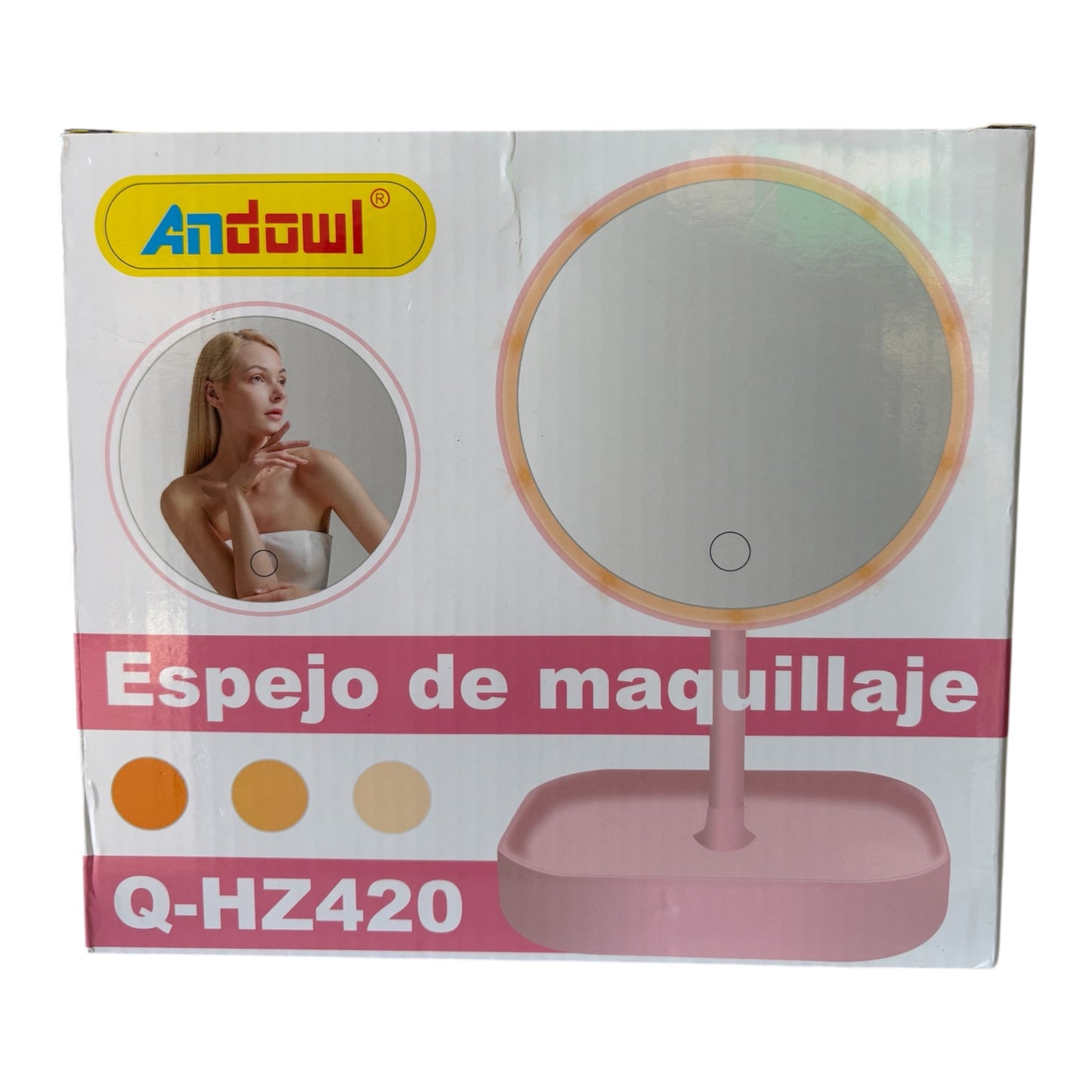 Espejo de maquillaje con luz LED ajustable