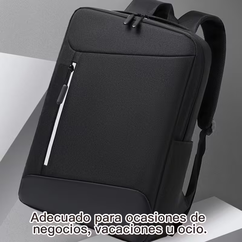 Mochila de alta capacidad con correas ajustables con un puerto USB externo Negra
