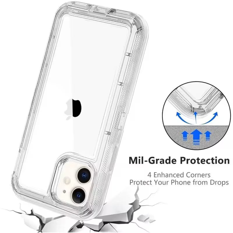 Funda transparente de alto impacto 360 para iPhone 15 Pro Max resistente al uso rudo