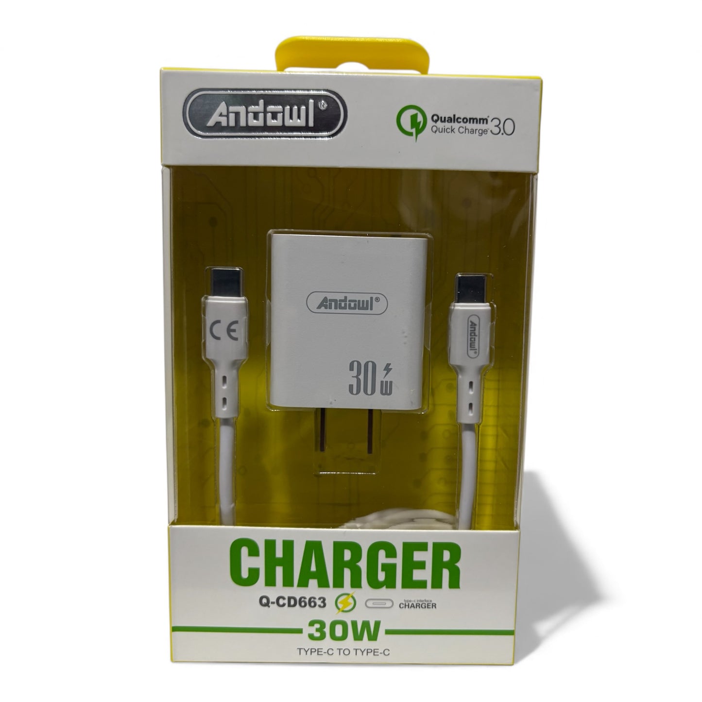 Kit de carga tipo C 30W cubo y cable de datos