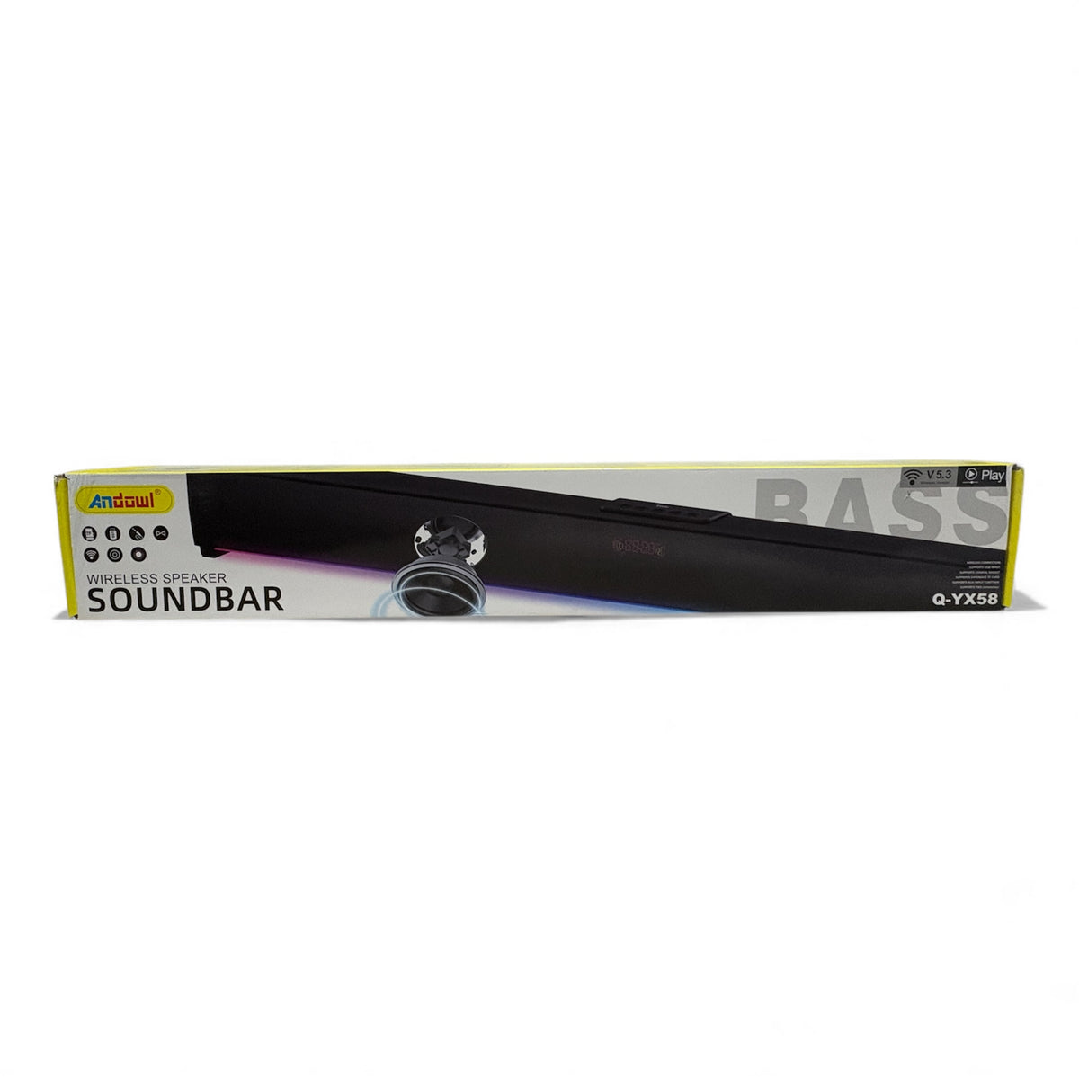 Barra de sonido inalámbrico de 100W con luces RGB y graves profundos Interfaces USB y AUX Control remoto para sistemas de audio