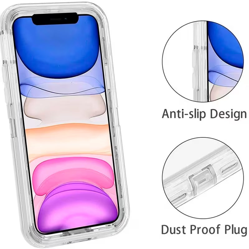 Funda transparente de alto impacto 360 para iPhone 15 Pro Max resistente al uso rudo