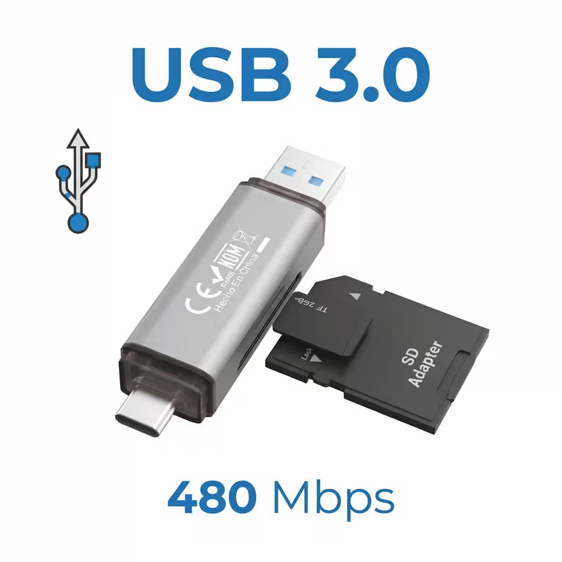 Lector de tarjetas SD/Micro SD, USB, C