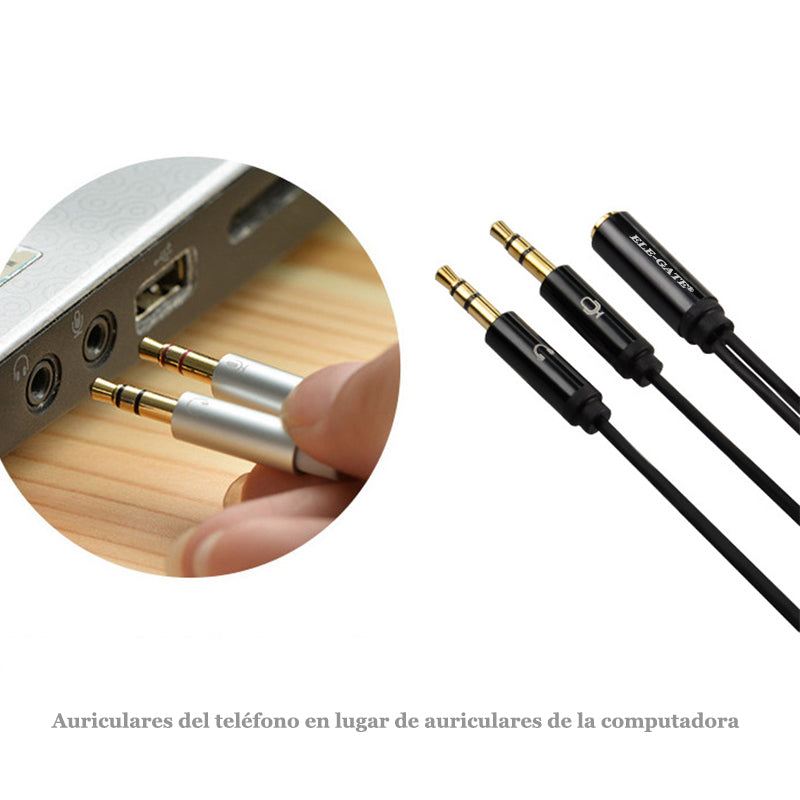 Adaptador Auxilar 3.5 Headset Diadema Celular Audifono Pc
