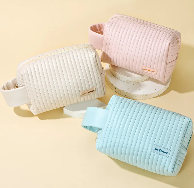 Bolsa de cosméticos de piel para viaje