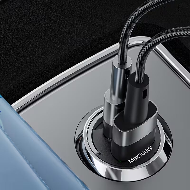 Cargador de coche USB y tipo C 100W Oscuro