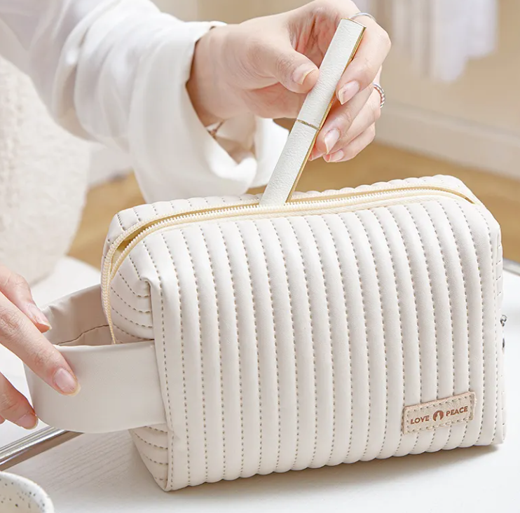 Bolsa de cosméticos de piel para viaje