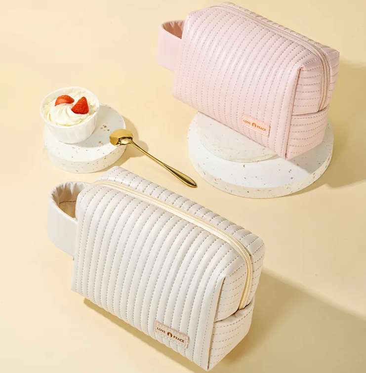 Bolsa de cosméticos de piel para viaje