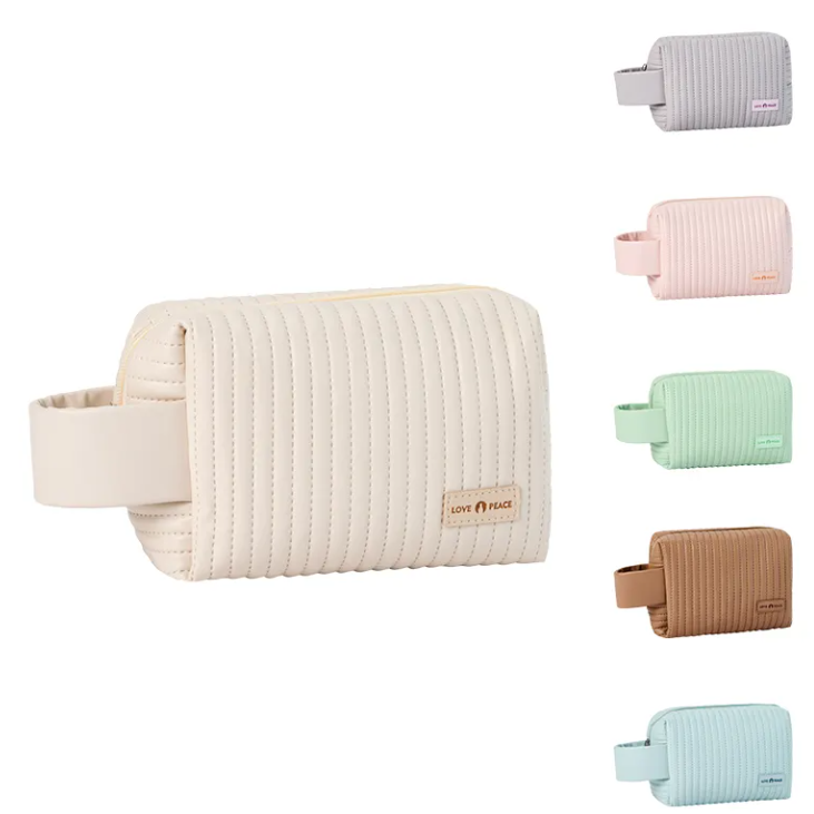 Bolsa de cosméticos de piel para viaje