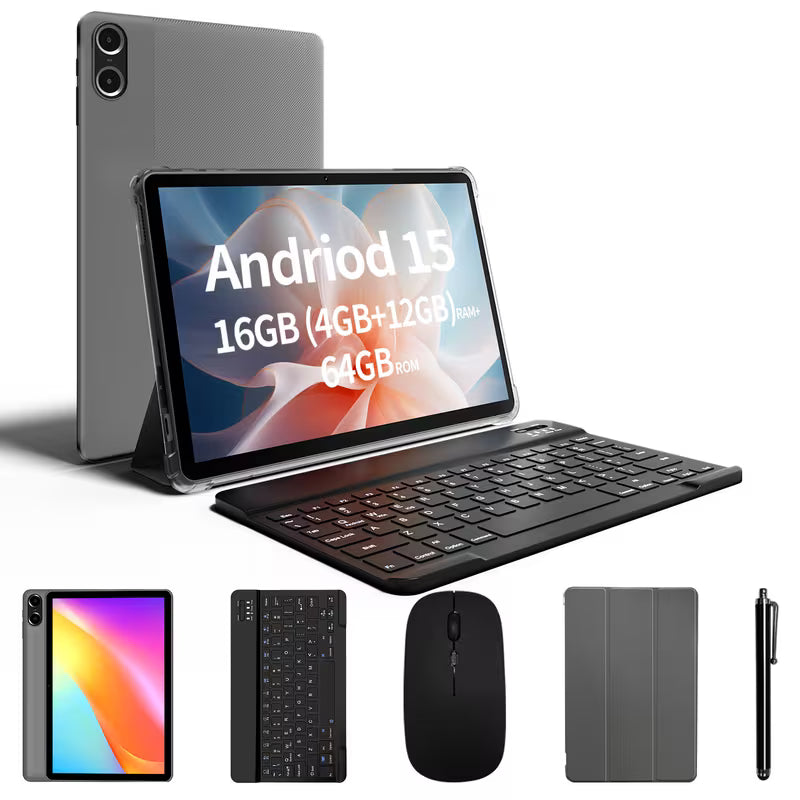 Tablet de 10.1 pulgadas + funda, teclado, ratón y lápiz