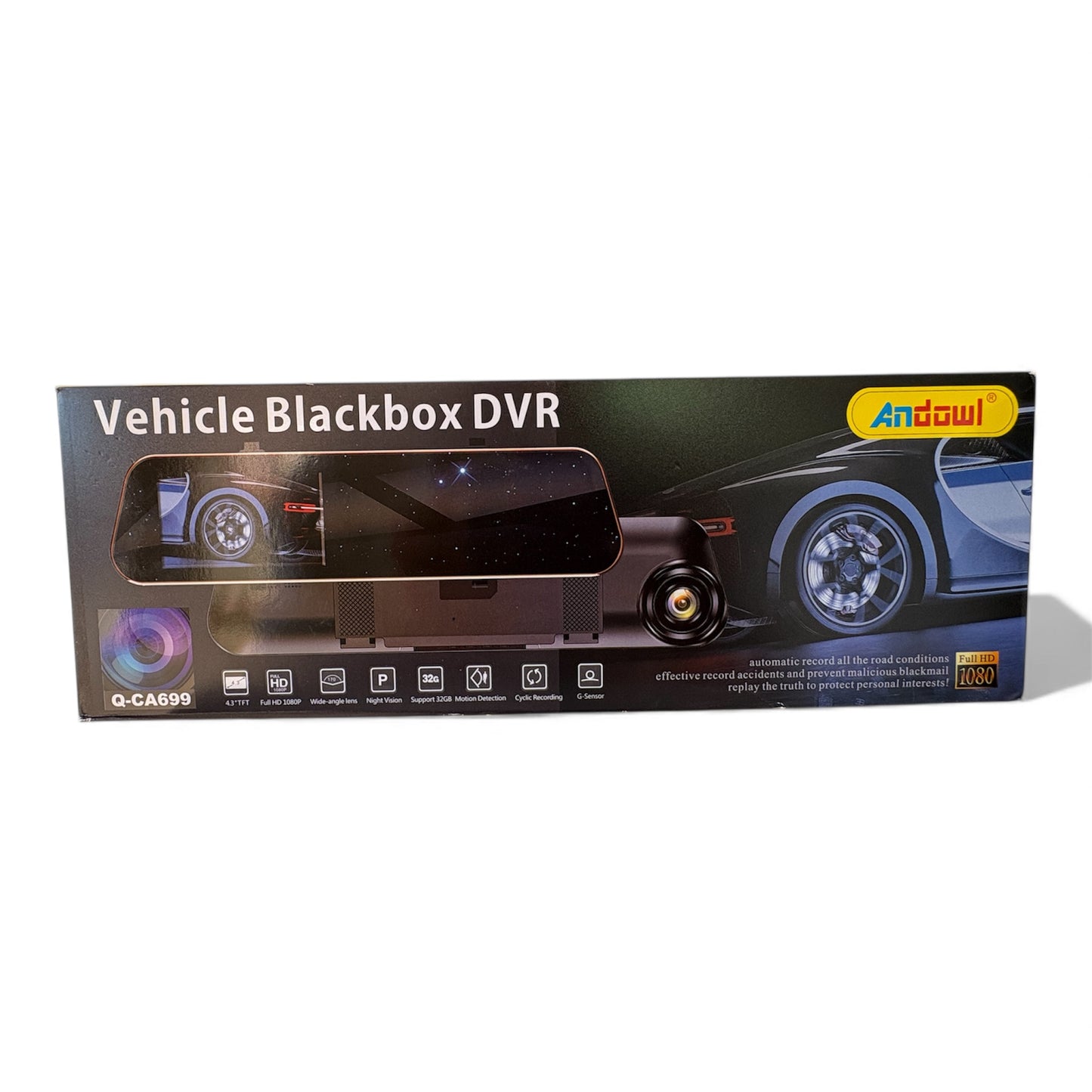 Espejo retrovisor DVR con visión nocturna y funciones WDR Tarjeta TF de 32GB Full HD 1080P