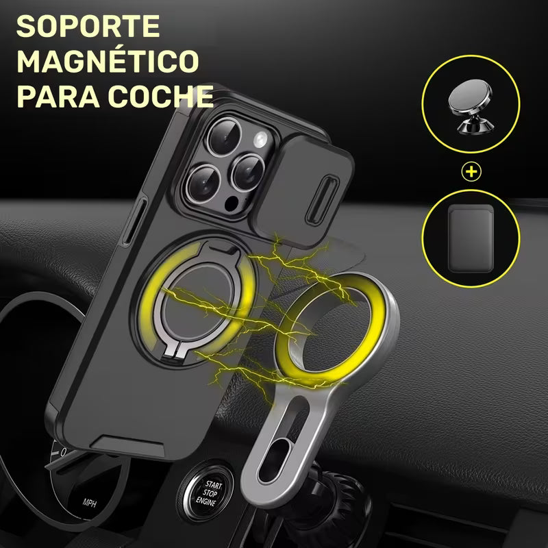 Funda protectora para Iphone 14 Pro Max con soporte multifuncional con anillo magnético de metal giratorio de 360° resistente a prueba de golpes.