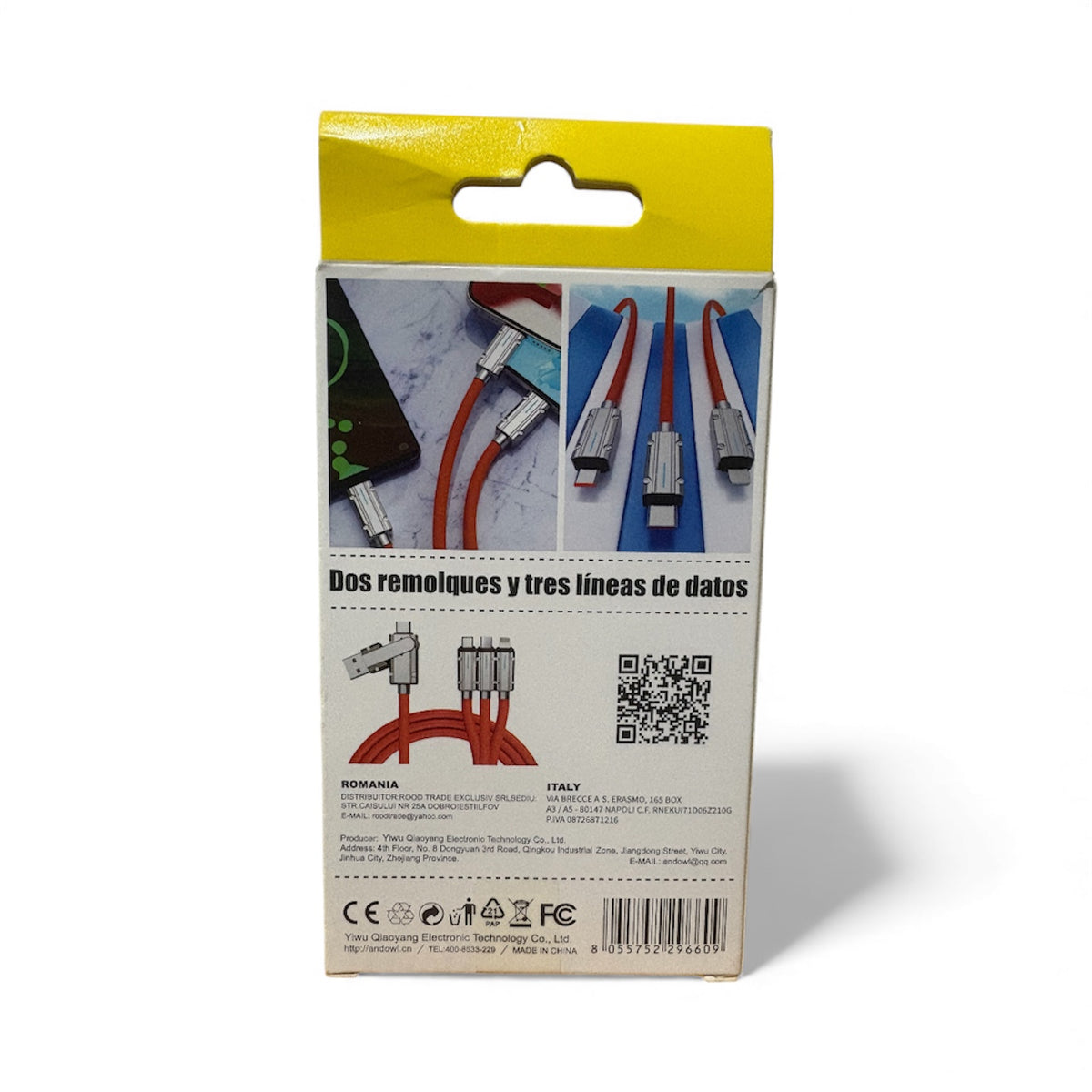 Cables de datos 3 en 1 de 120W para una distribución de energía eficiente de carga rápida con capacidades de 6A y 5A, puertos de C-C
