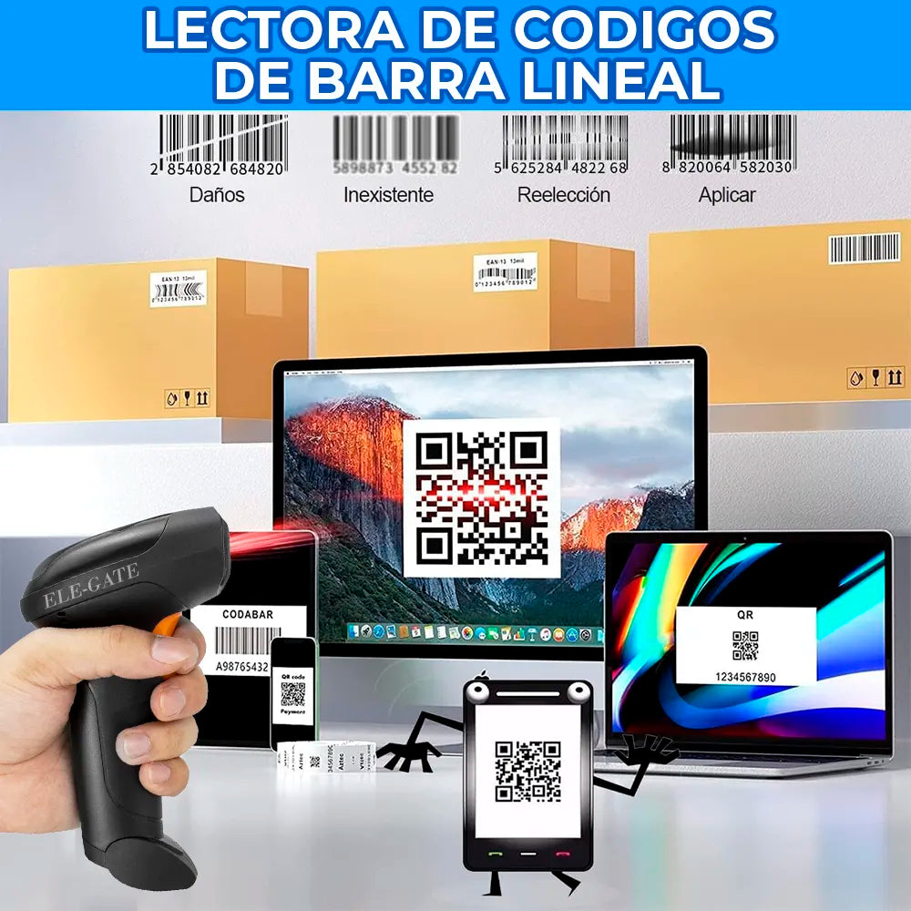 Escáner de Código de Barras 2D con Cable USB