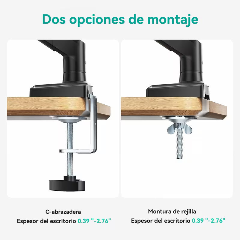Brazo de monitor articulado compatible carga máxima de 12 kg/26,4 lb, compatible con pantallas planas/curvas de 17 a 32 pulgadas
