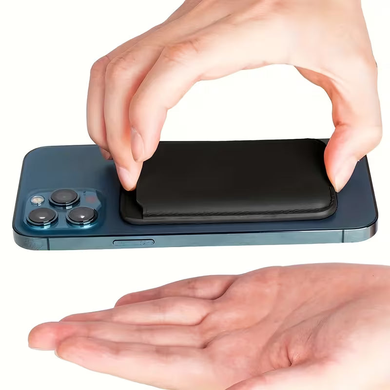 Portatarjetas magnético para iPhone de piel sintética Negro