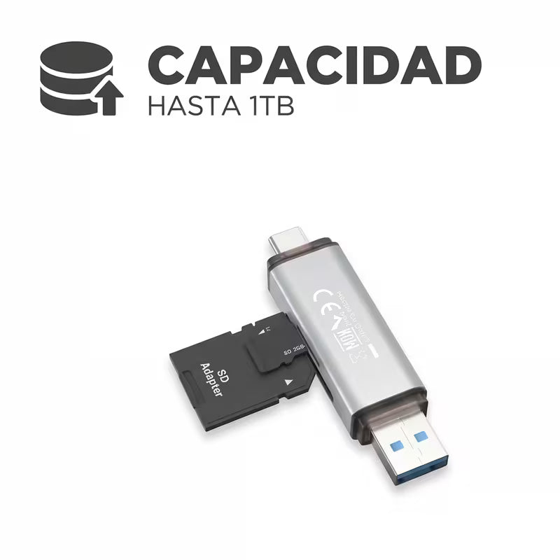 Lector de tarjetas SD/Micro SD, USB, C