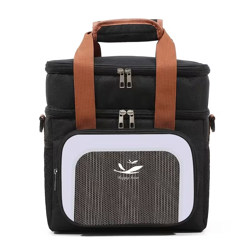 Lonchera Térmica Grande Doble Capa con Correa Ajustable, Bolsa Aislante Impermeable para Comida