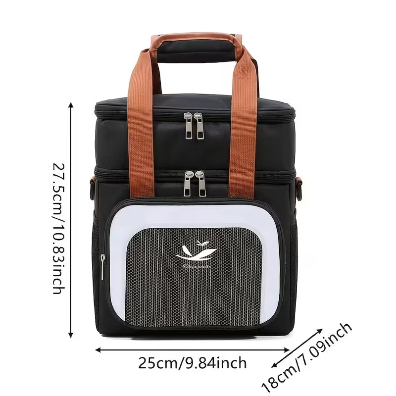 Lonchera Térmica Grande Doble Capa con Correa Ajustable, Bolsa Aislante Impermeable para Comida