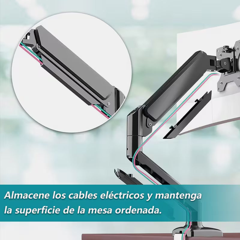 Brazo de monitor articulado compatible carga máxima de 12 kg/26,4 lb, compatible con pantallas planas/curvas de 17 a 32 pulgadas