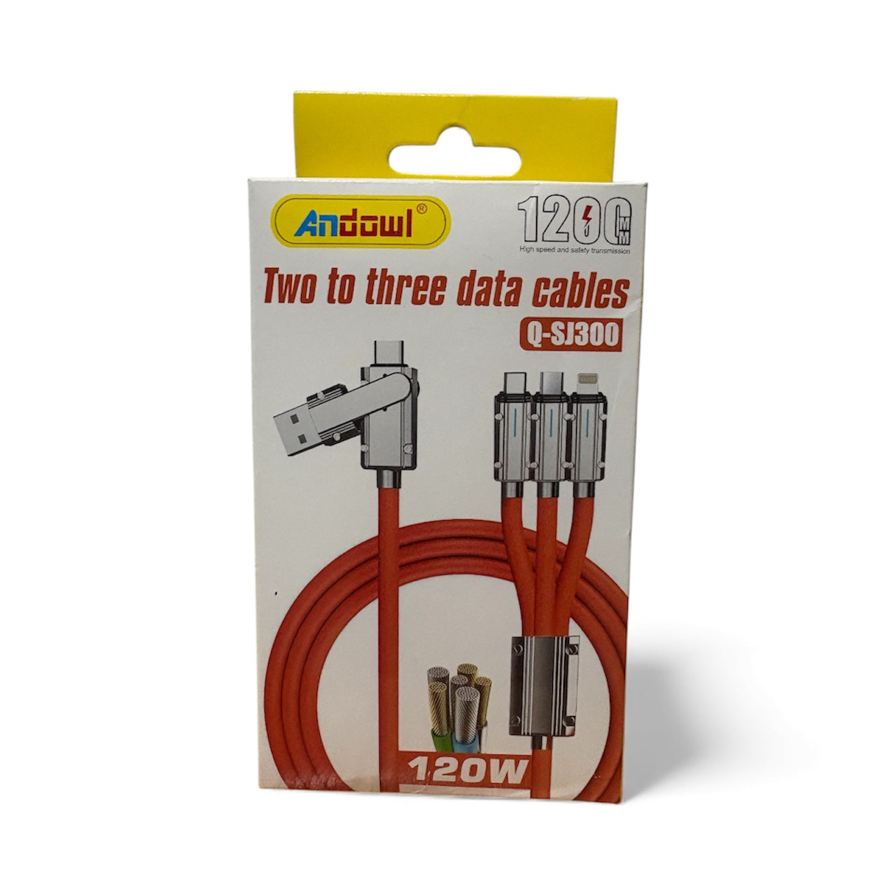 Cables de datos 3 en 1 de 120W para una distribución de energía eficiente de carga rápida con capacidades de 6A y 5A, puertos de C-C
