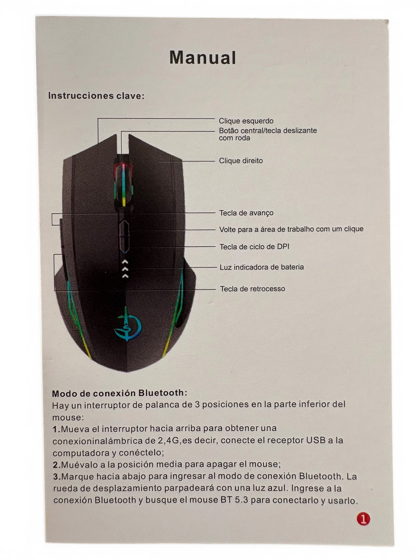 Mouse Gamer 2.4G, BT3.0, BT5.0 RGB
