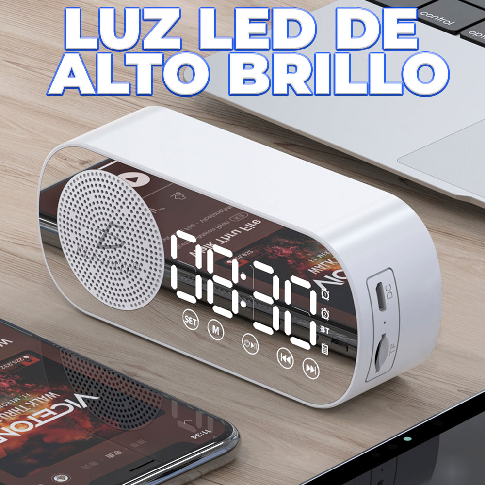 Estéreo Altavoz Inalámbrico Bluetooth 5.0 con Reloj Despertador
