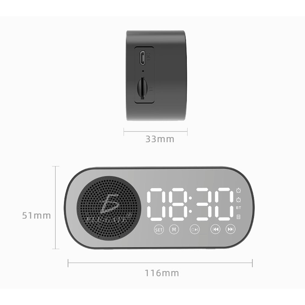 Estéreo Altavoz Inalámbrico Bluetooth 5.0 con Reloj Despertador