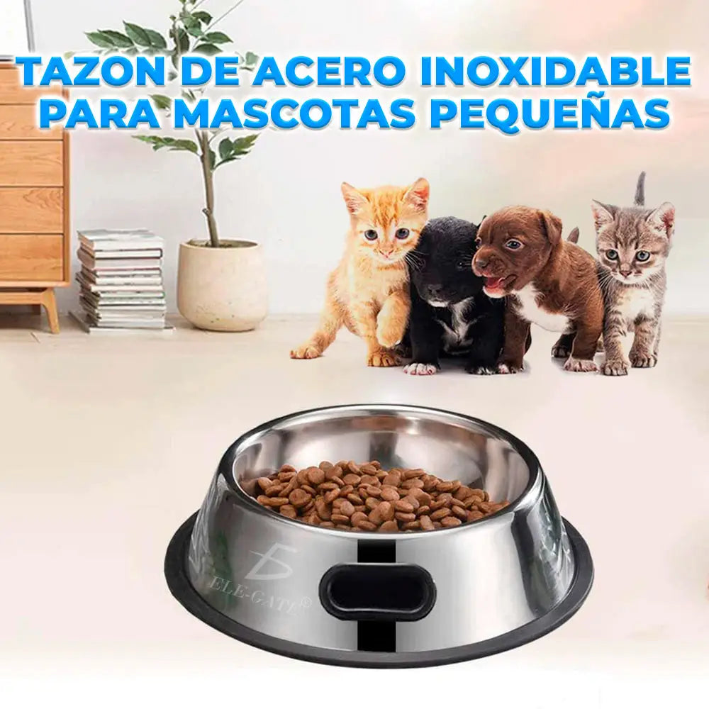 Platon para Mascotas de Acero Inoxidable Antideslizantes para Perros y Gatos Talla S