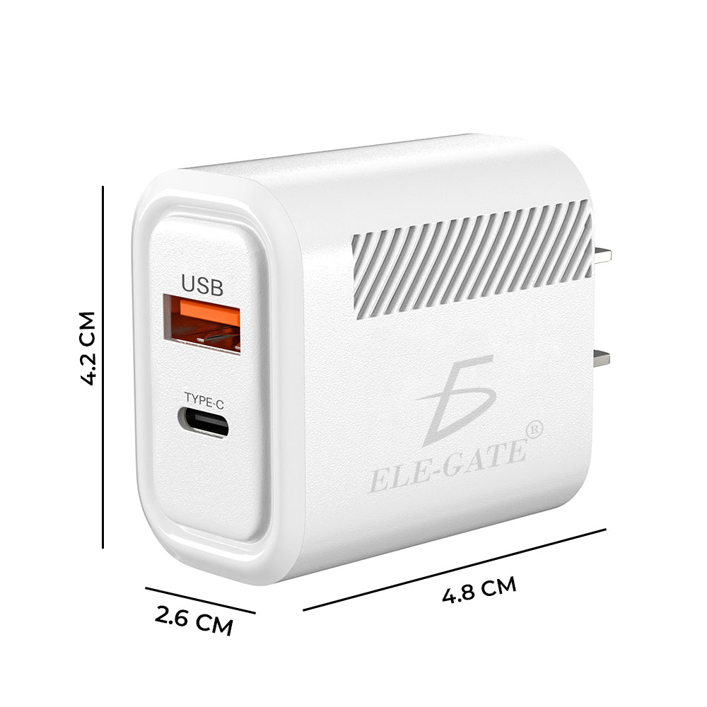 Cargador de pared USB 2 en 1 para USB tipo C y de alta velocidad con calidad de carga rápida