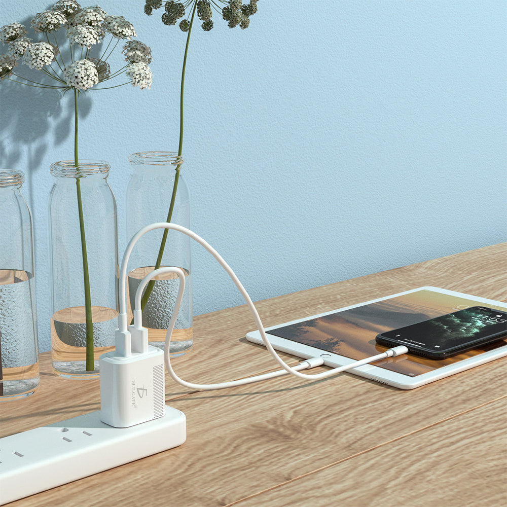 Cargador de pared USB 2 en 1 para USB tipo C y de alta velocidad con calidad de carga rápida