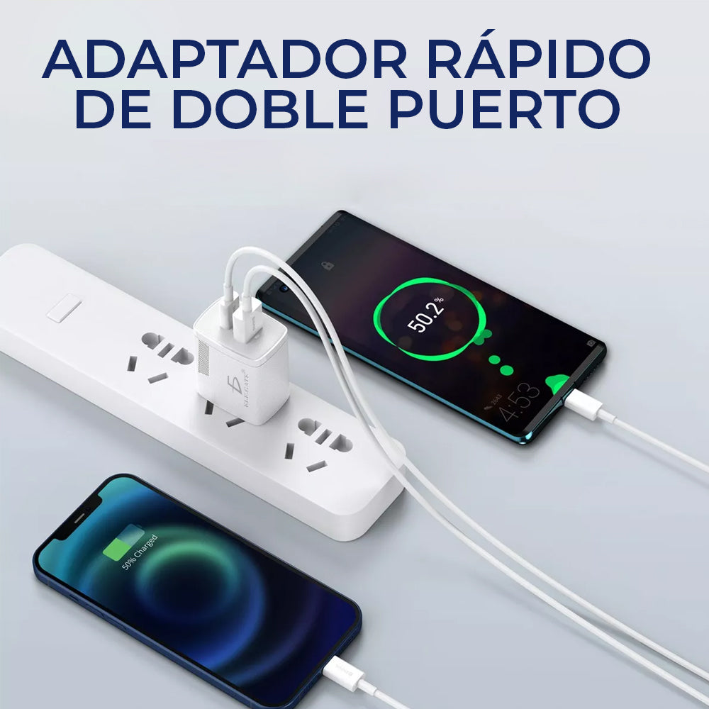 Cargador de pared USB 2 en 1 para USB tipo C y de alta velocidad con calidad de carga rápida