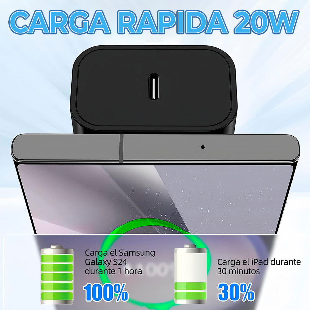 Cargador Tipo C 20 W con Carga Rápida y Protección Inteligente