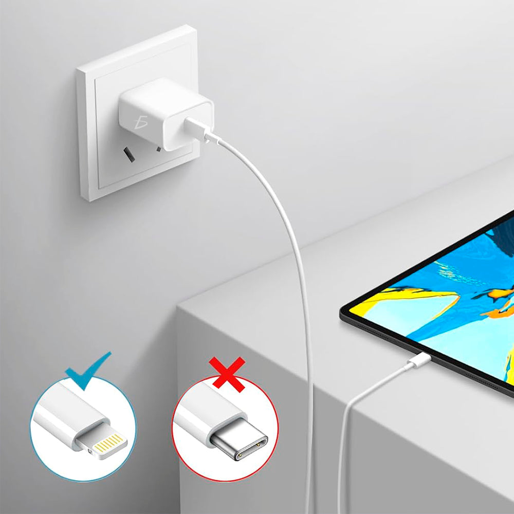 Kit de Carga Rápida: Cargador Tipo C de 20 W + Cable Tipo C a IP de 2 metros