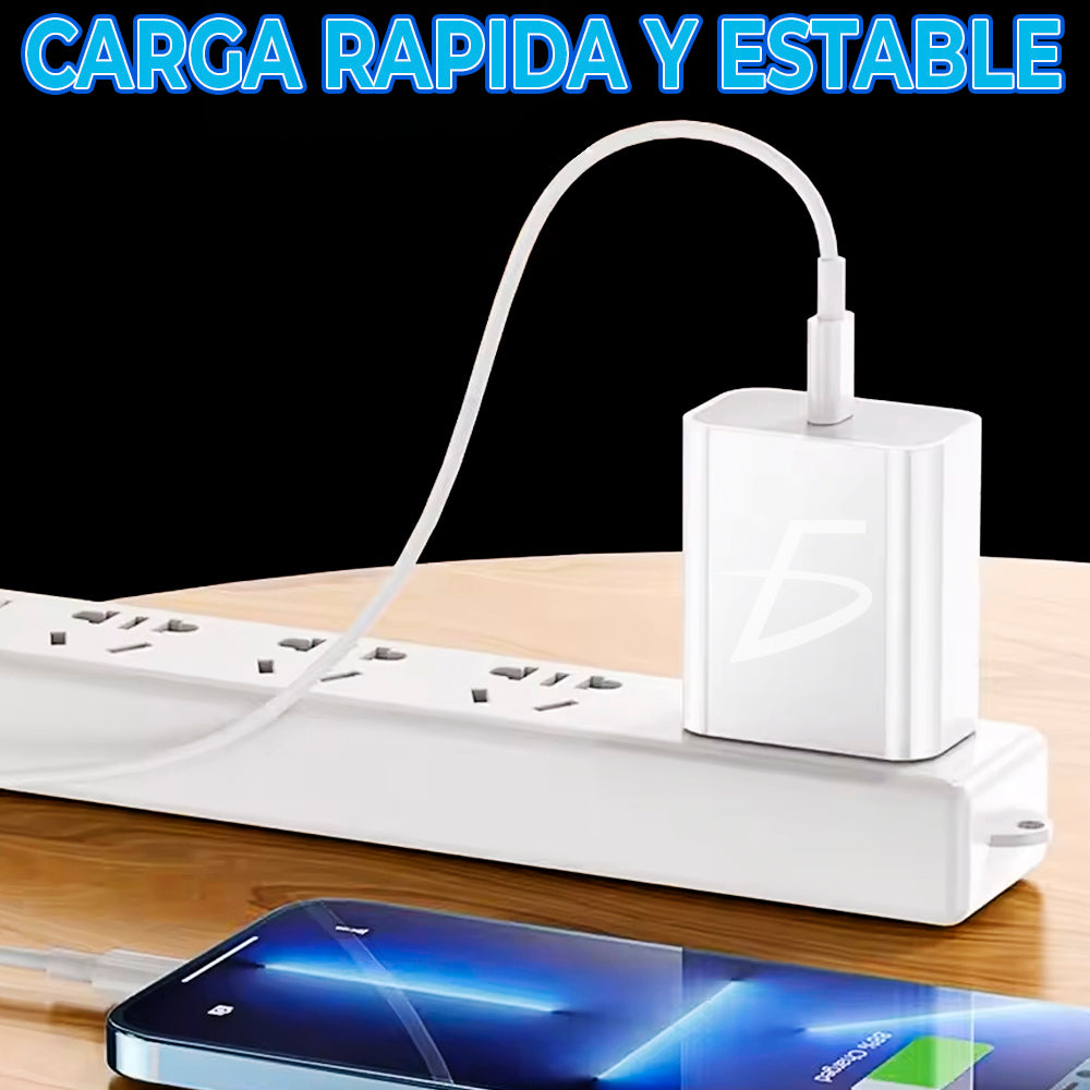 Kit Cuadro de Carga Tipo C 20 W + Cable Tipo C a C de 2 metros
